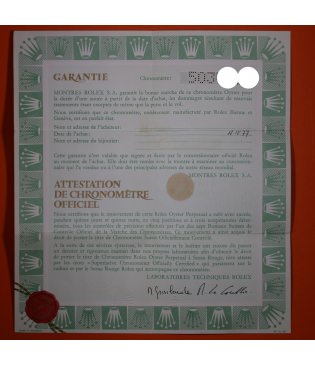 Rolex Garantía Submariner 1680 Punched 1977