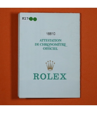 Rolex Garantía Submariner 16610 Punched 2000