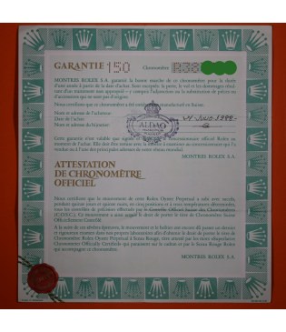 Rolex Garantía Submariner 16800 Punched 1988