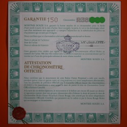 Rolex Garantía Submariner 16800 Punched 1988