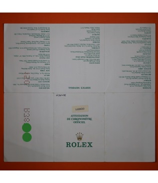 Rolex Garantía Submariner 16800 Punched 1988