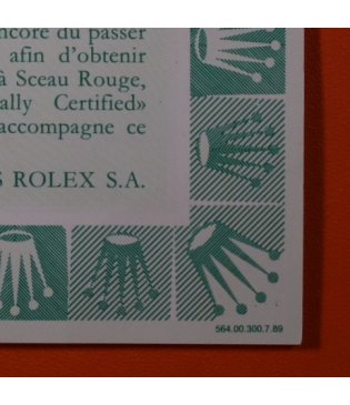 Rolex Garantía Submariner Mixto 16613 Punched 1989