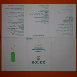 Rolex Garantía Submariner Mixto 16613 Punched 1989