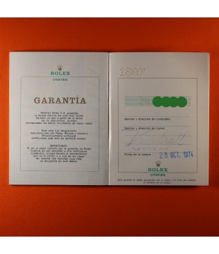 Rolex 1807 Garantía Day-Date Oro Punched 1974